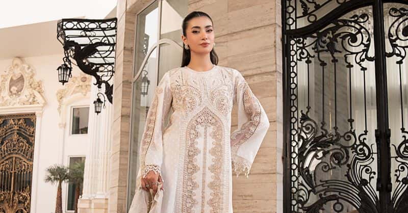 3 Piece Embroidered Jacquard Lawn Suit - alternate view