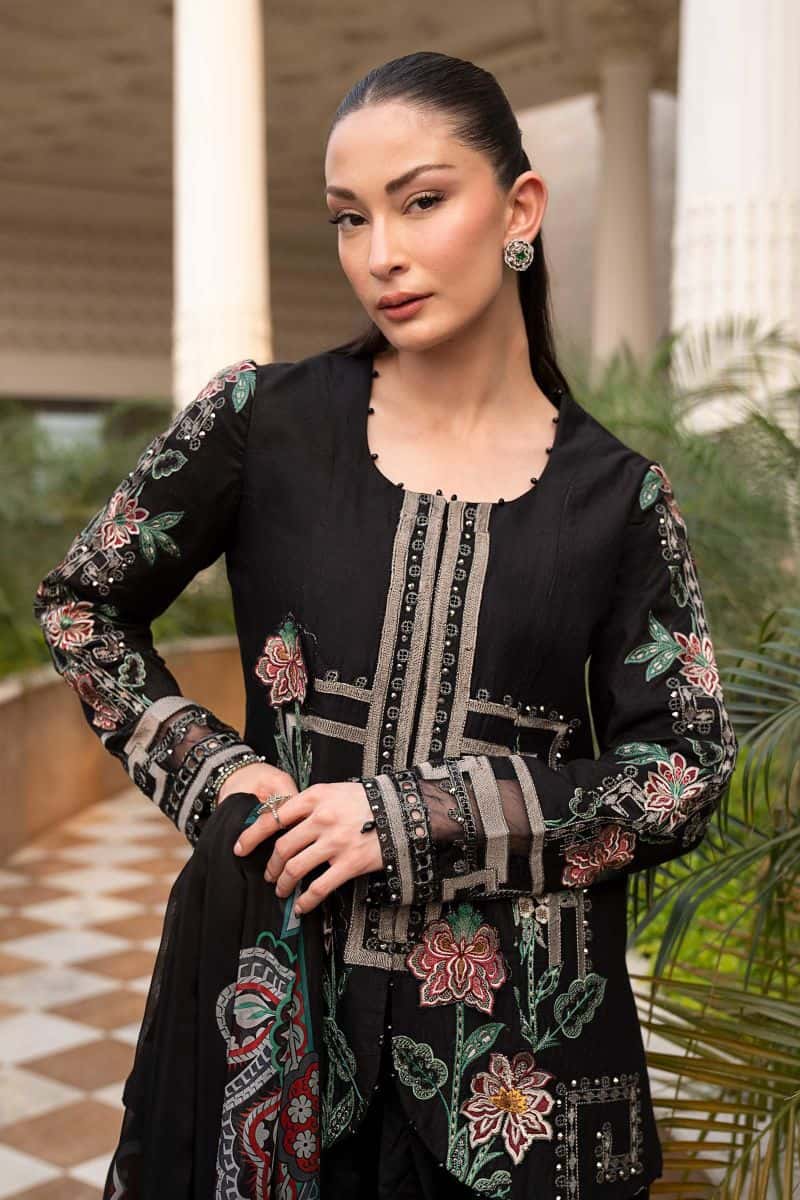 3 Piece Embroidered Jacquard Lawn Suit - alternate view