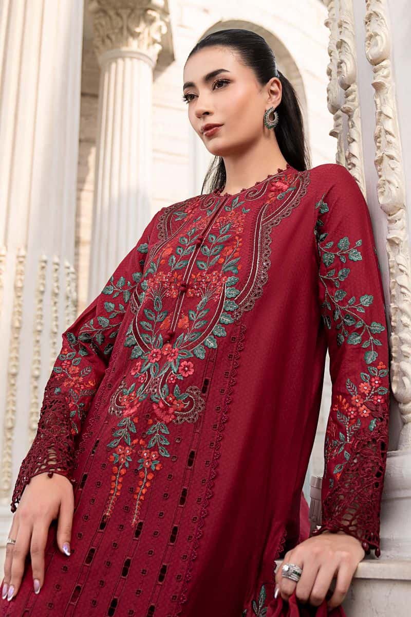 3 Piece Embroidered Jacquard Lawn Suit - alternate view
