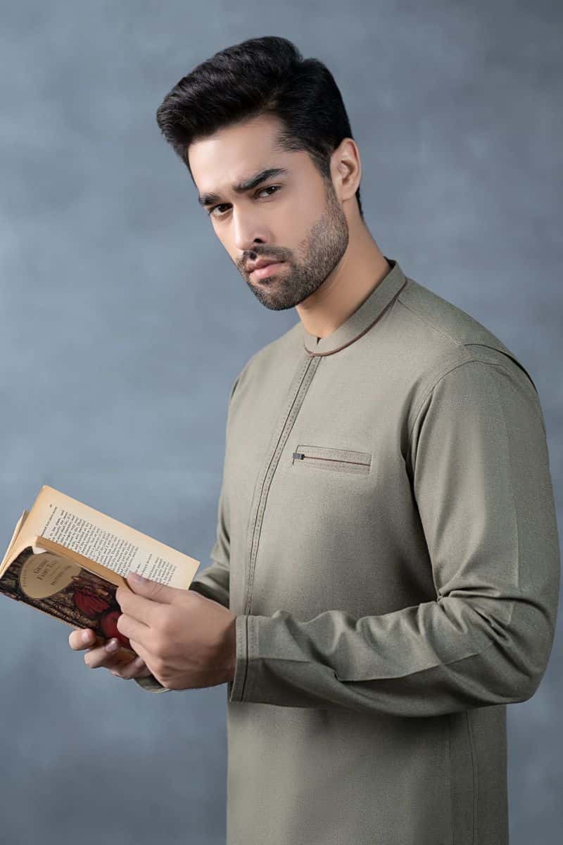 Nova Yarn Dyed Khaddar Kurta - alternate view