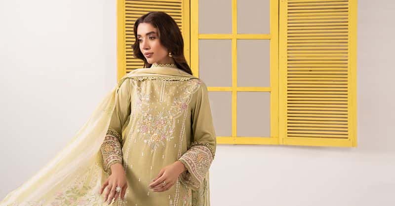 3 Piece Embroidered Dobby Lawn Suit - alternate view