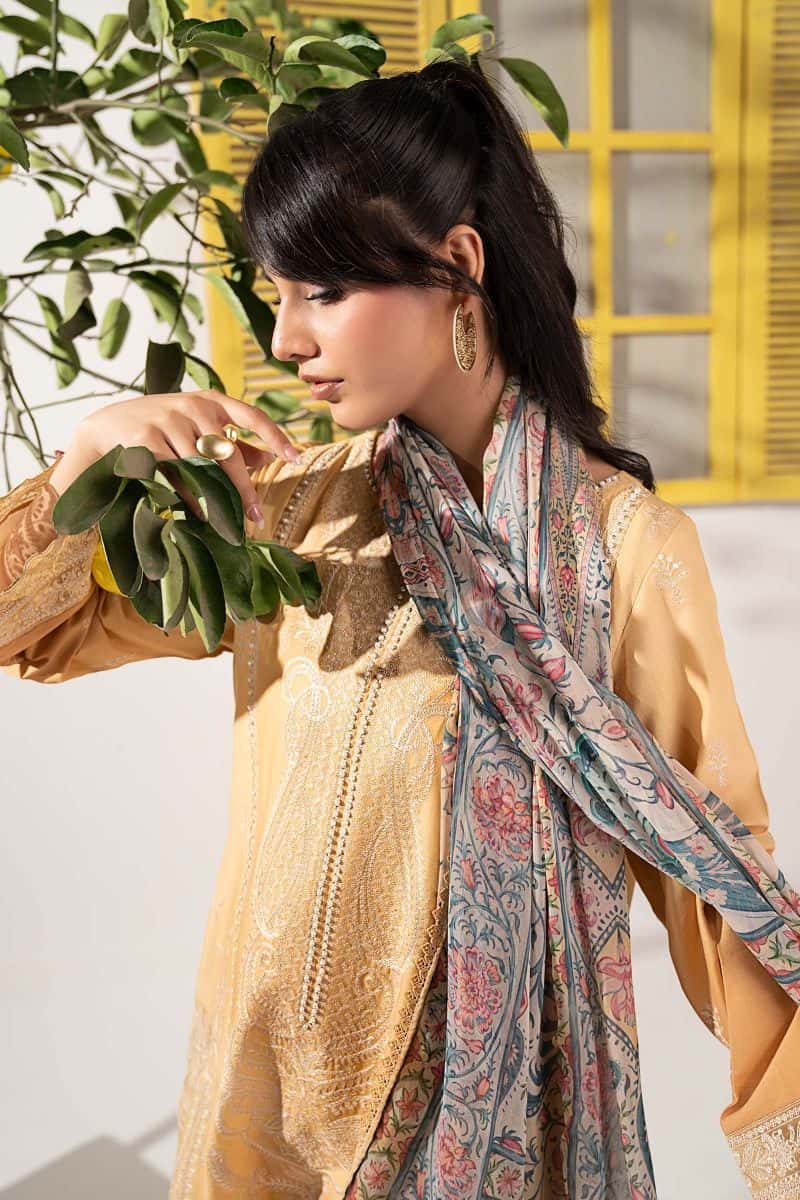3 Piece Embroidered Dobby Lawn Suit - alternate view