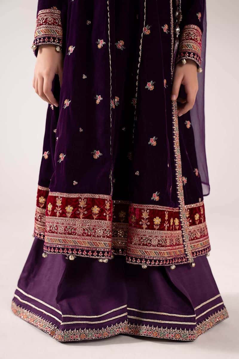 3 Piece Embroidered Velvet Suit - alternate view