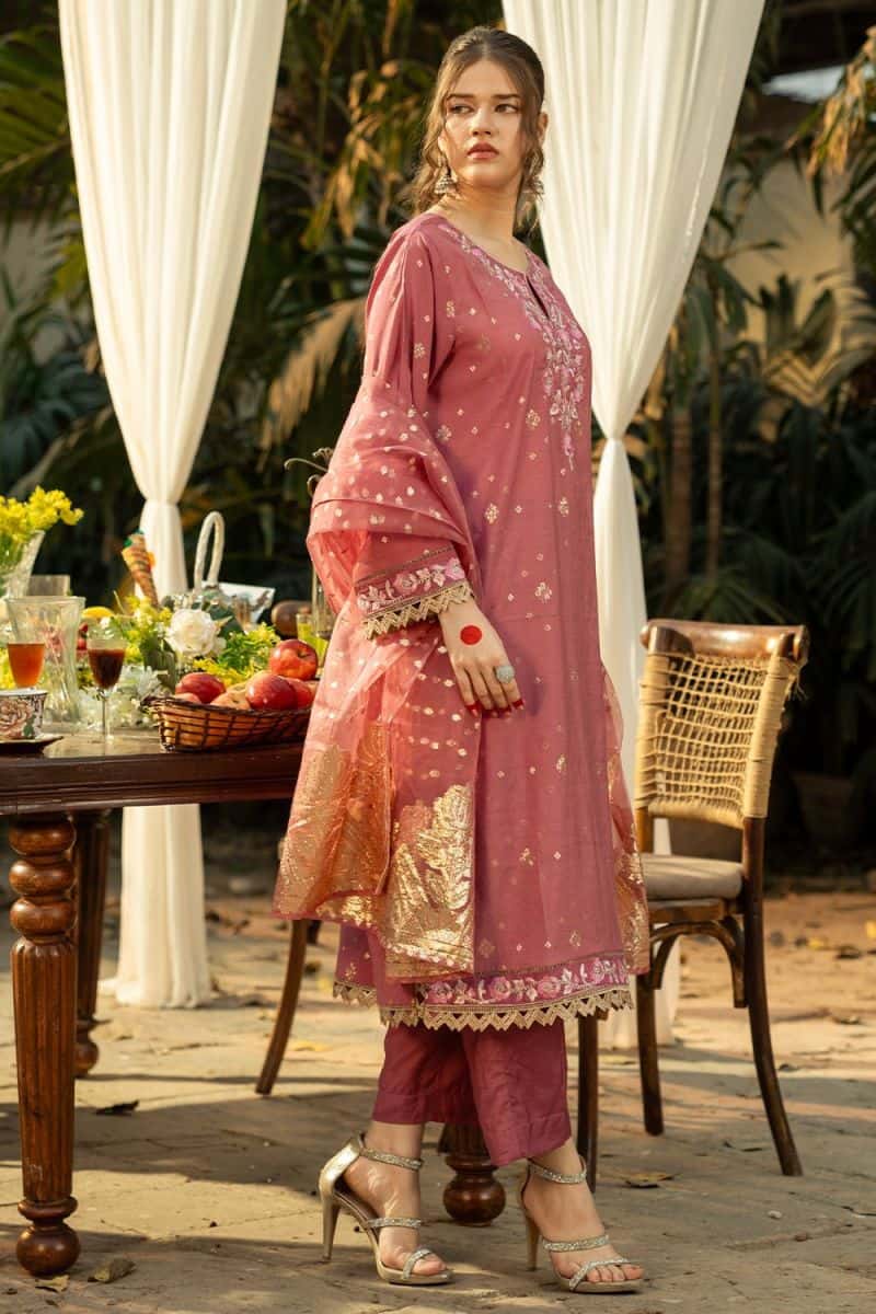 3 Piece - Embroidered Jacquard Suit - alternate view