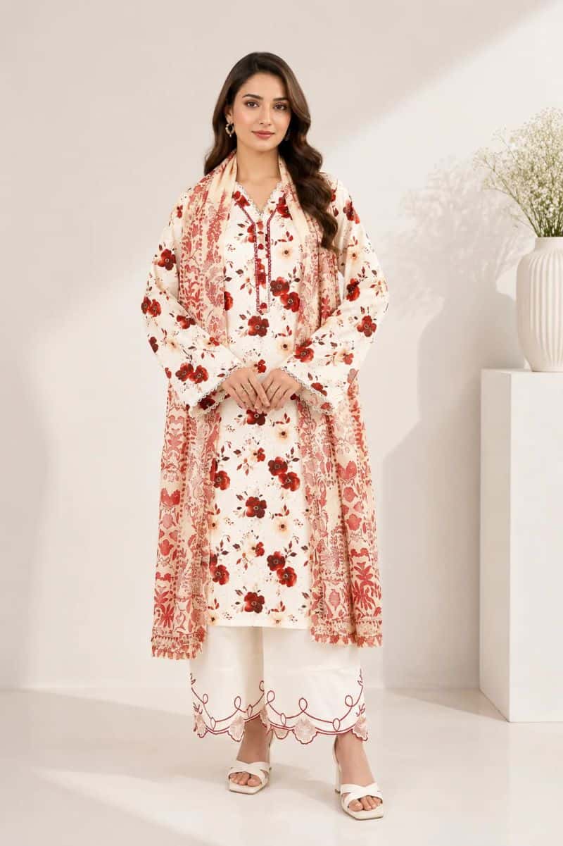 3 Piece - Printed Chikankari Suit