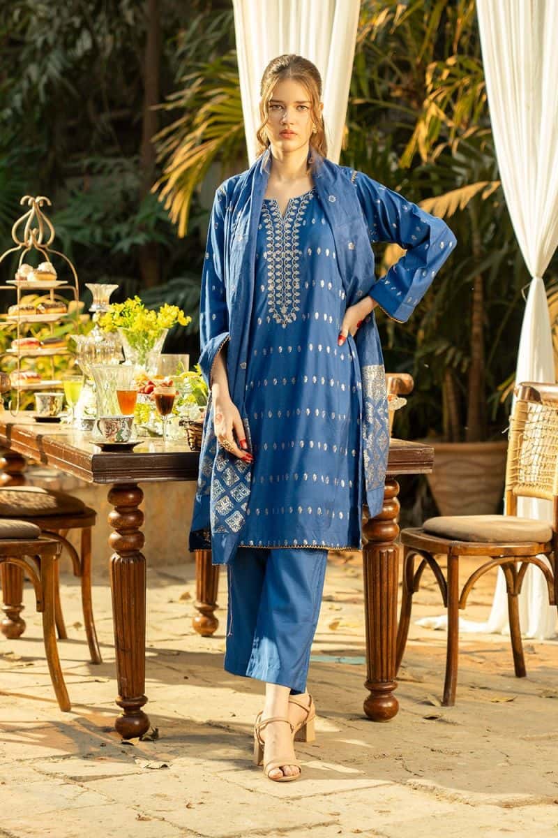 3 Piece - Embroidered Jacquard Suit