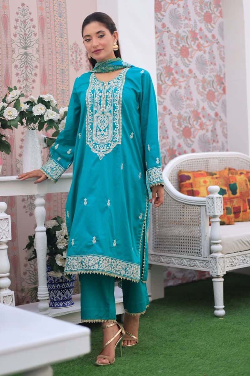 3 Piece - Dobby Embroidered Suit