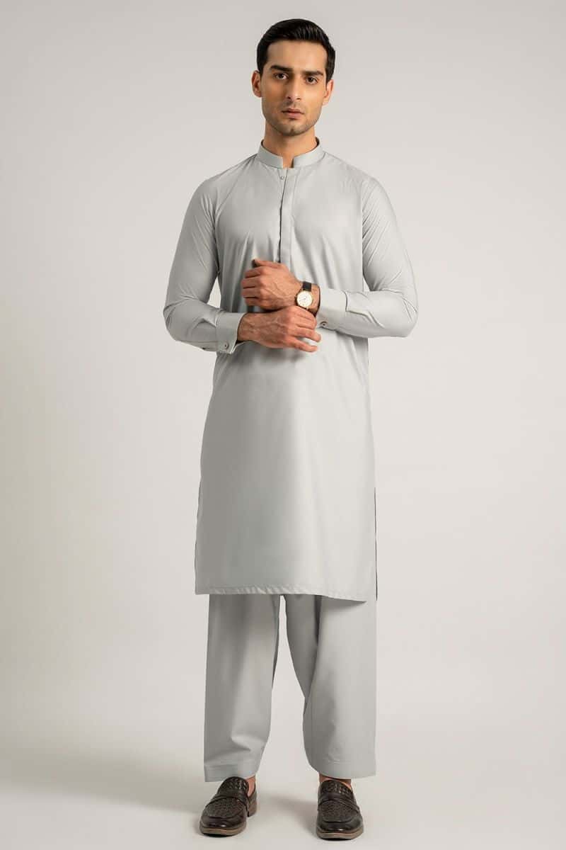 Light Grey Blended Kameez Shalwar