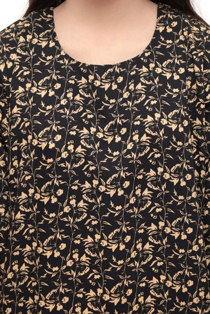 Plum Premium Marina Black Colour Printed Yellow Flowers On 2 pc Stitched suit For Girls - alternate view
