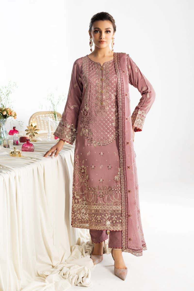 Embroidered Raw Silk Unstitched Suit (AA-104)