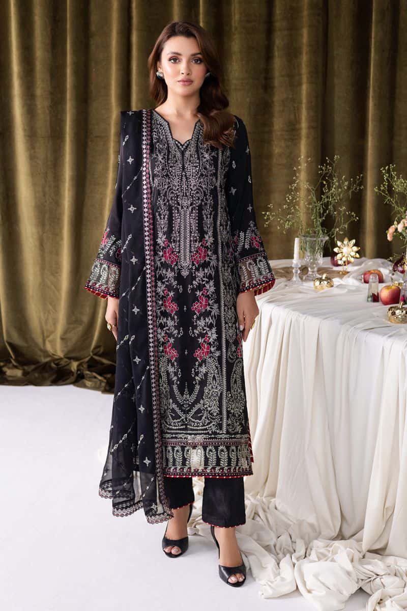 Embroidered Raw Silk Unstitched Suit (AA-105)