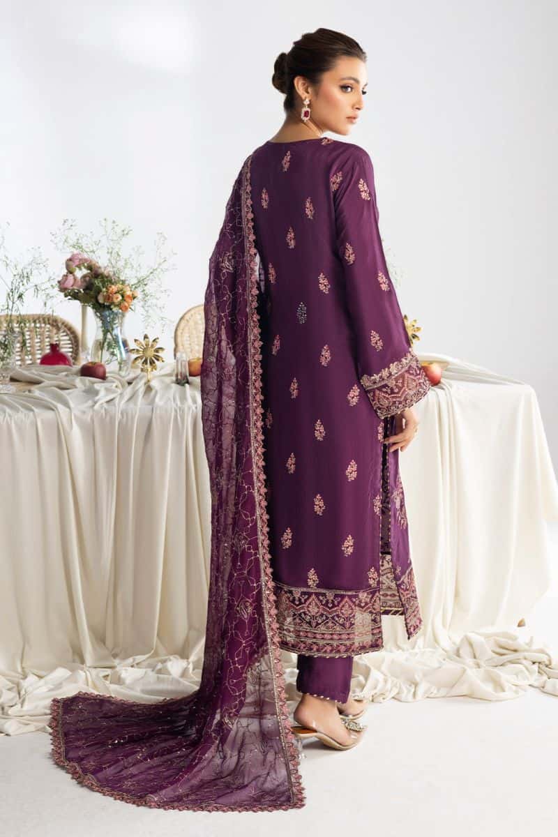 Embroidered Raw Silk Unstitched Suit (AA-108) - alternate view