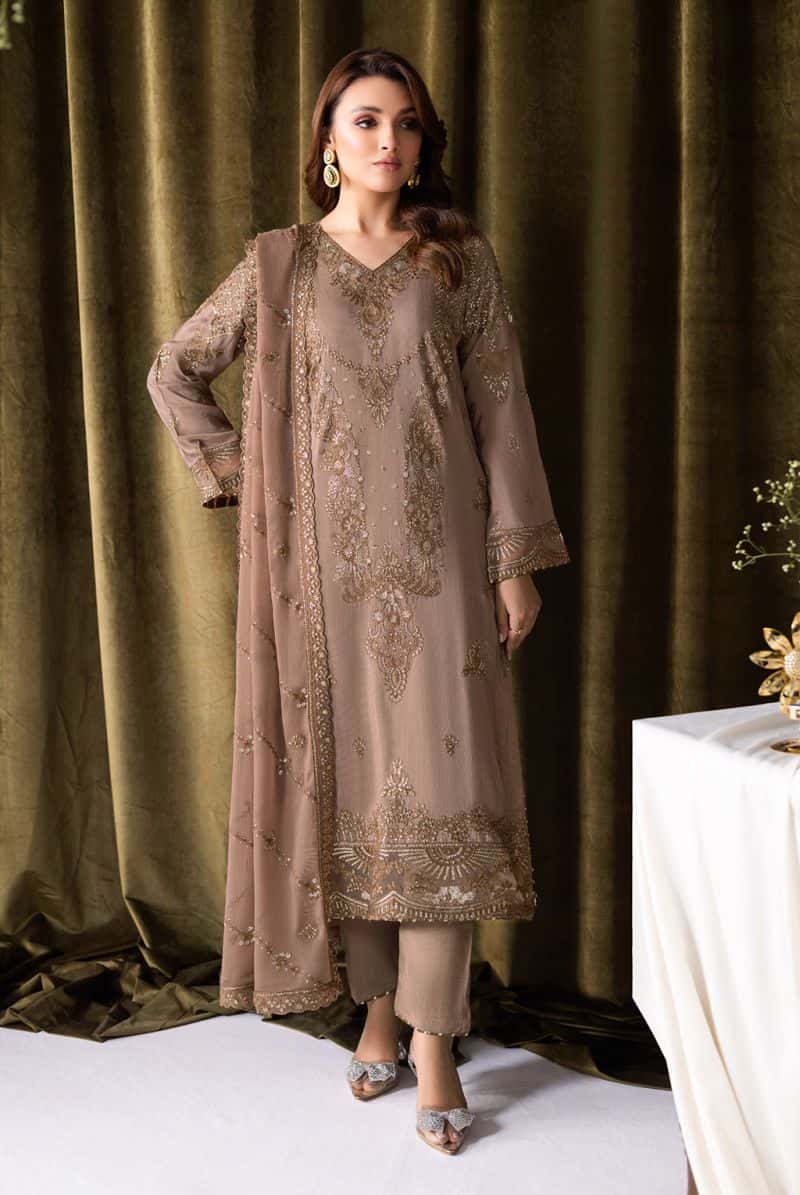 Embroidered Raw Silk Unstitched Suit (AA-110)