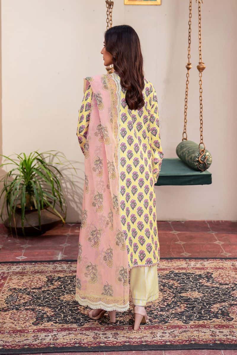 Embroidered - 3 Pc Lawn Suit (Organza Dupatta) - alternate view
