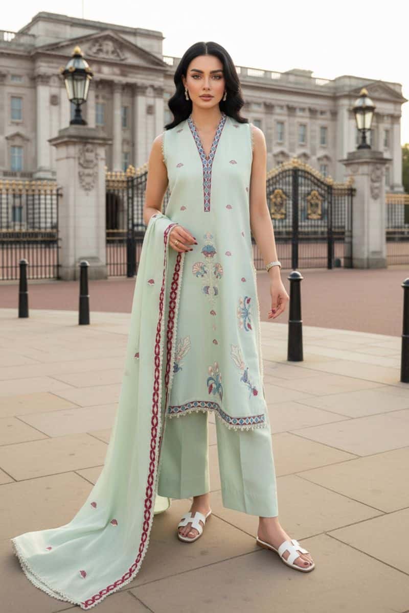 Embroidered - 3 Pc Lawn Suit (Dyed Embroidered Dupatta)
