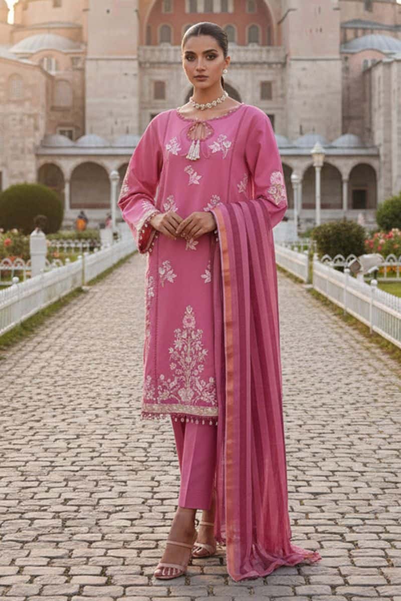 Embroidered - 3 Pc Lawn Suit (Dyed Yarn Dupatta)