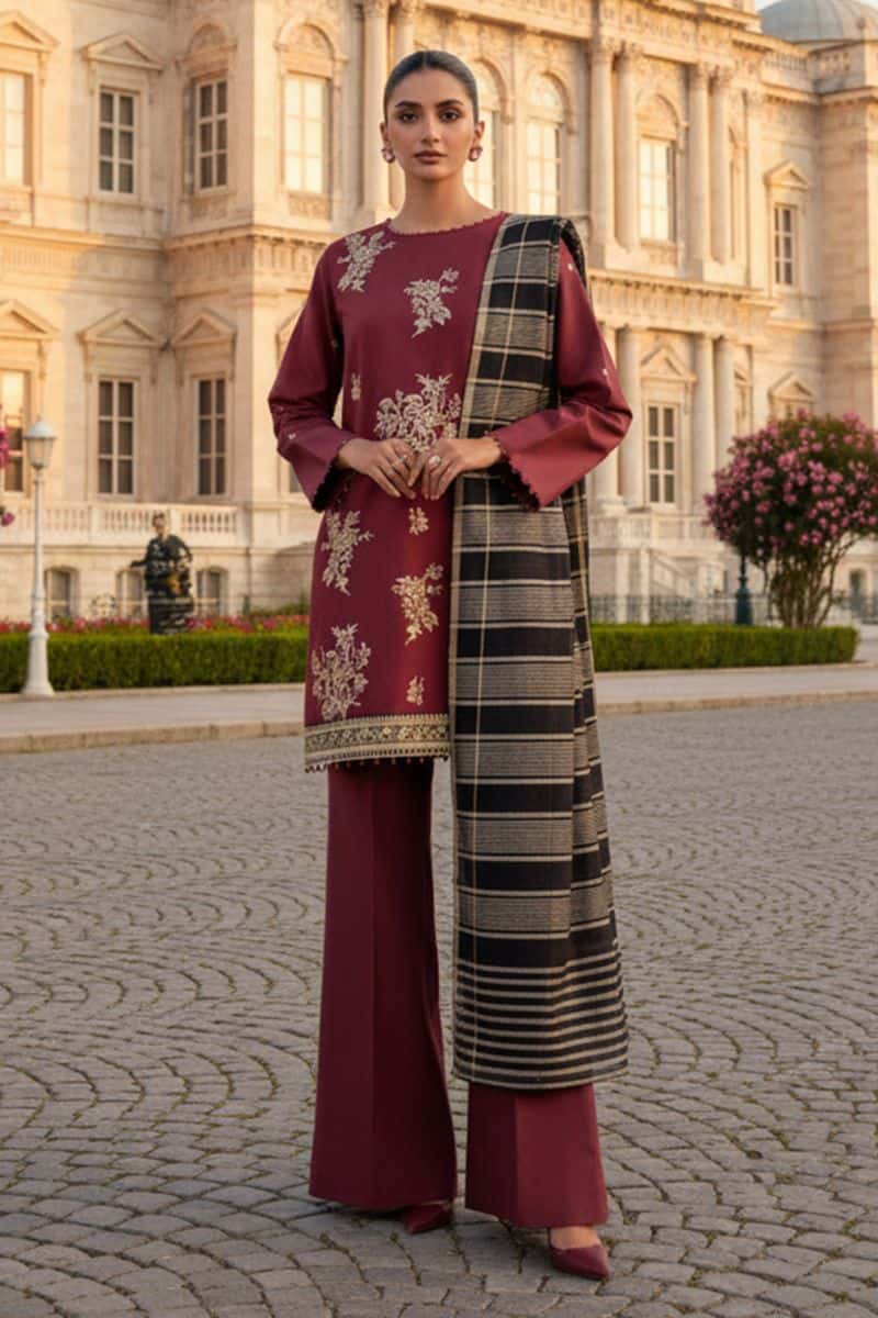 Embroidered - 3 Pc Lawn Suit (Dyed Yarn Dupatta)