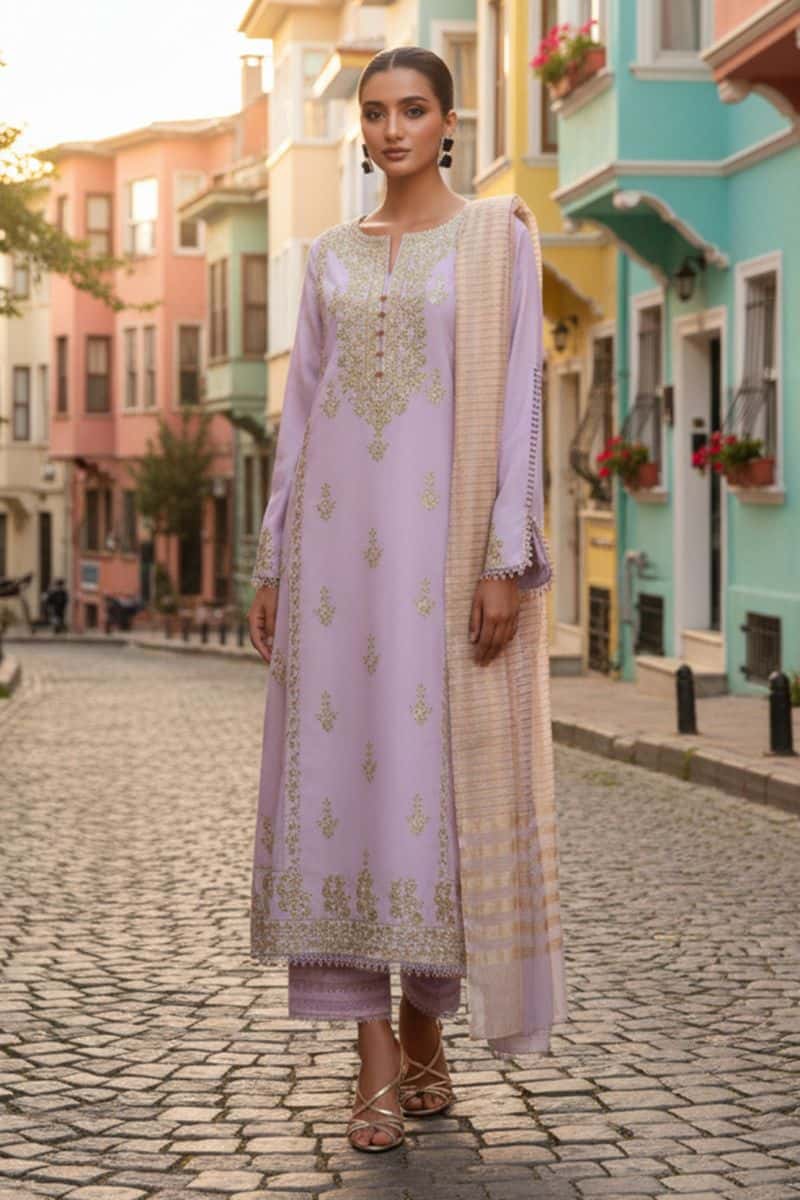 Embroidered - 3 Pc Lawn Suit (Dyed Yarn Dupatta)