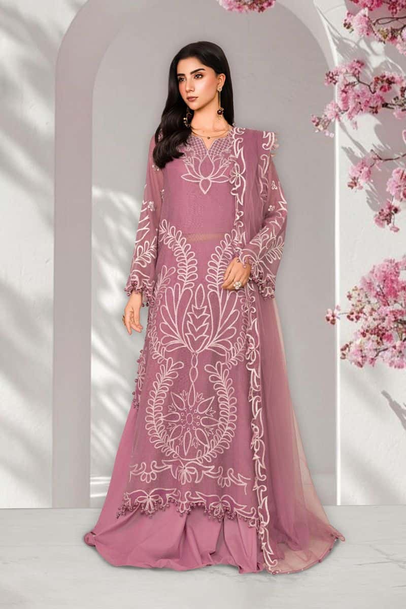 AKS – 3PC KHAADI NET,LAWN & NET EID FESTIVE PRET - alternate view