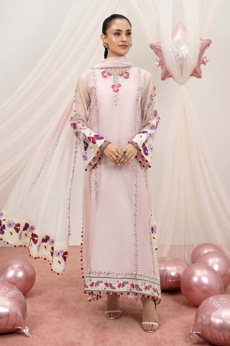 BUBBLEGUM 2PC KHAADI NET & CHIFFON EID FESTIVE PRET