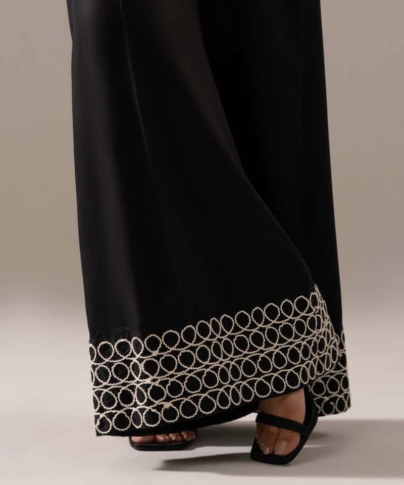 Embroidered Jacquard Flared Pants