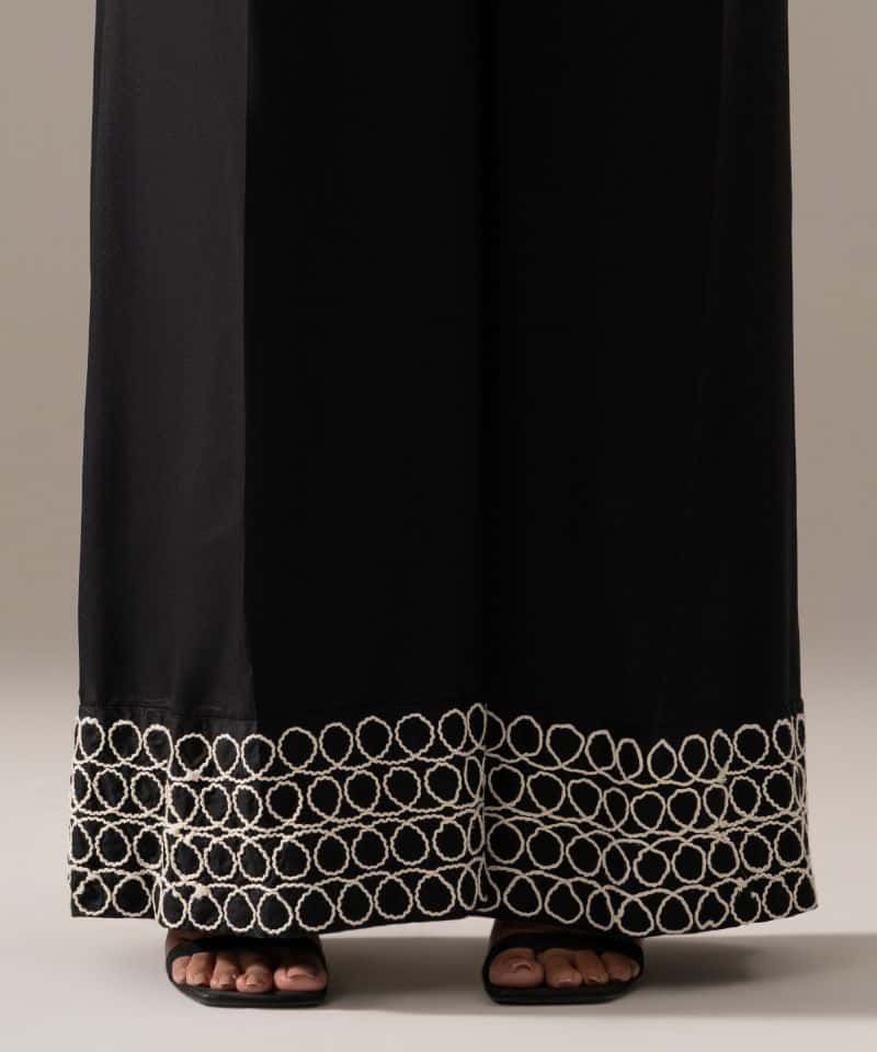 Embroidered Jacquard Flared Pants - alternate view