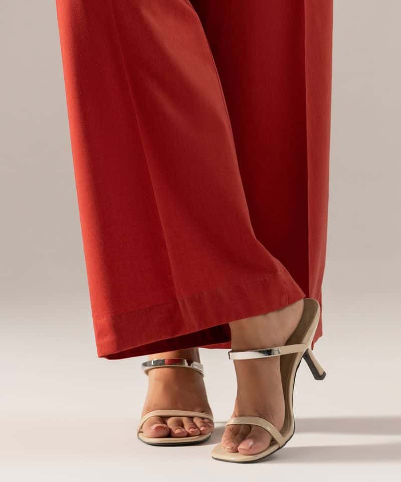 Solid Cotton Viscose Flared Pants