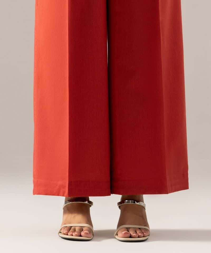 Solid Cotton Viscose Flared Pants - alternate view