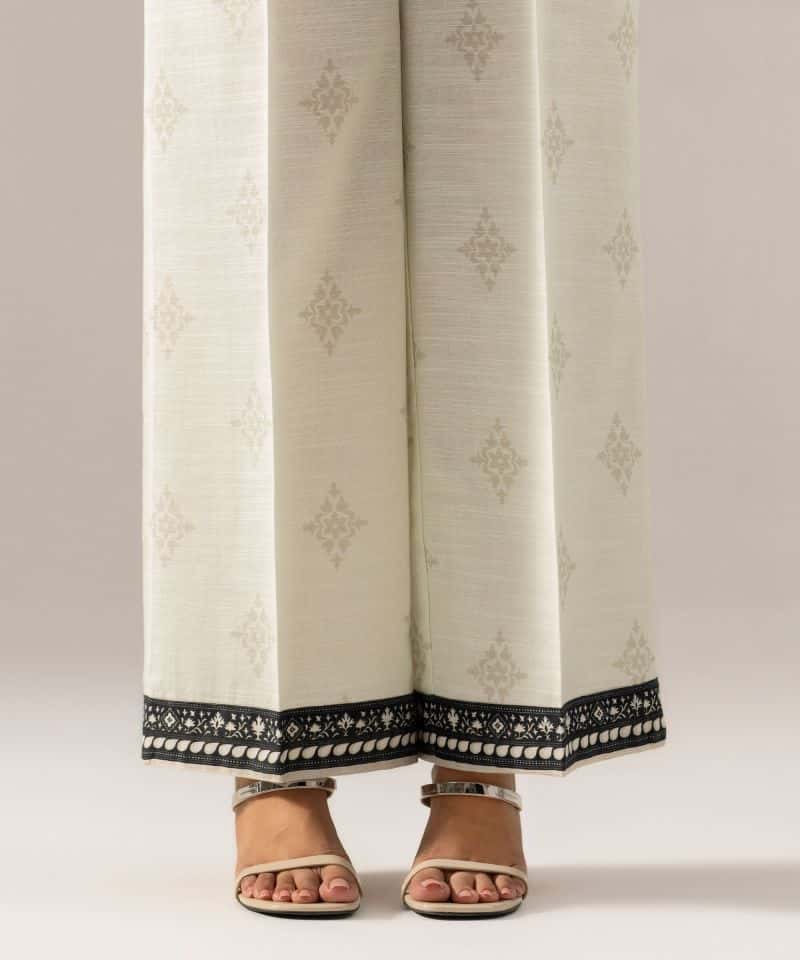 Printed Khaddar Flared Pants - alternate view