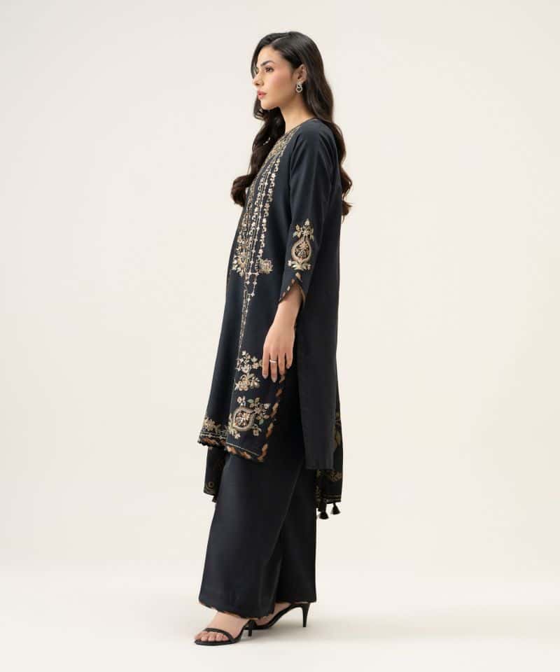 3 Piece - Embroidered Basic Khaddar Suit - alternate view