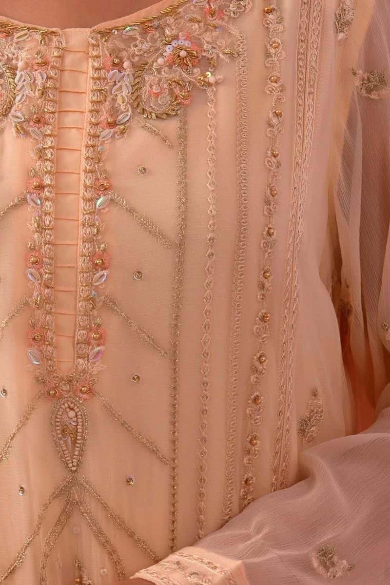 Chiffon Adda + Embroidered 3 Pc Suit - alternate view
