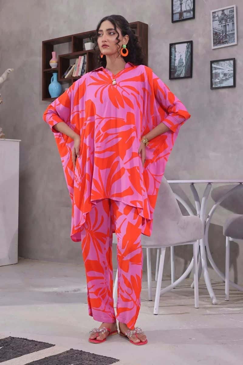 Printed Silk Womens 2 Pc Suit