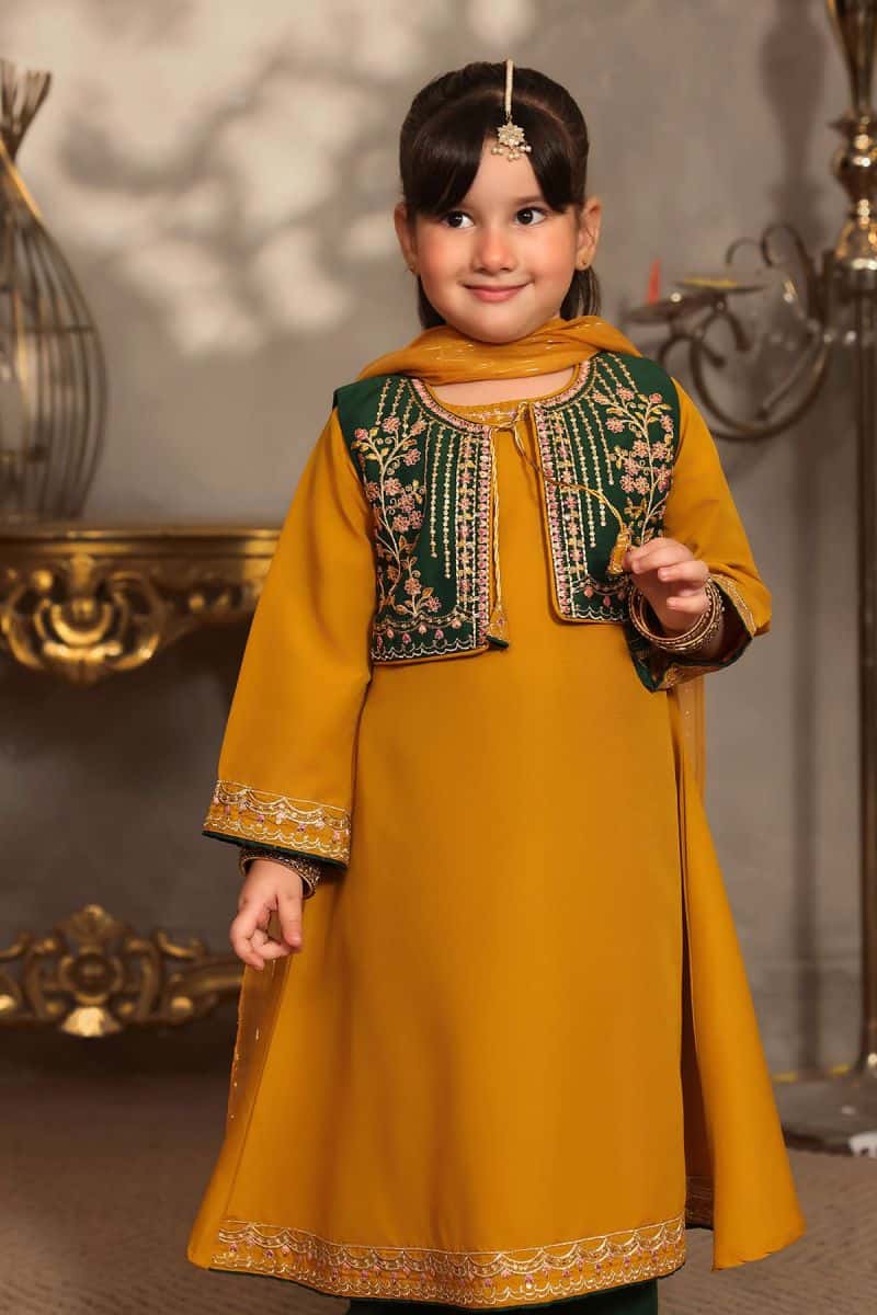Raw Silk Embroidered 3 Pc Suit - alternate view