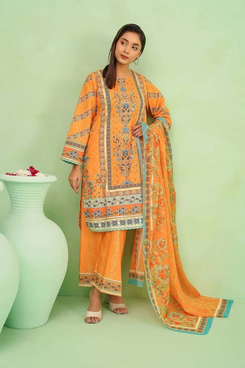 Womens Poly Lawn Digital Printed 3 Pc Suit