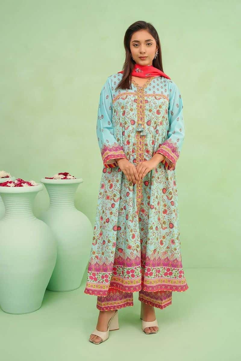 Womens Poly Lawn Digital Printed 3 Pc Suit
