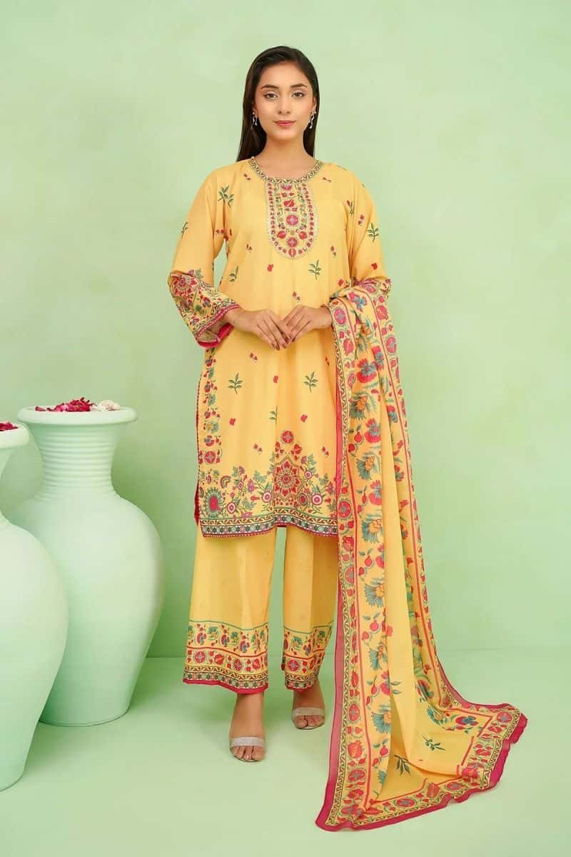 Womens Poly Lawn Digital Printed 3 Pc Suit