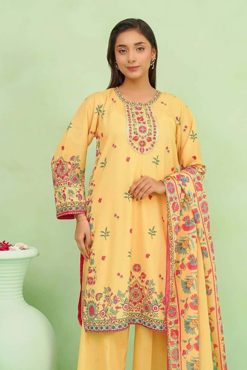 Womens Poly Lawn Digital Printed 3 Pc Suit - alternate view