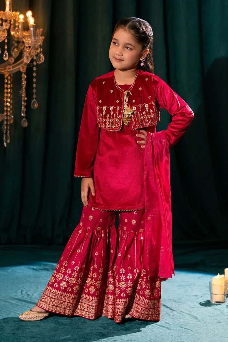 Velvet Hand Adda Work 3 Pc Suit Mini