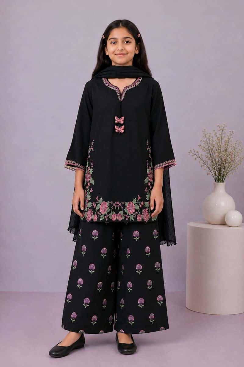 Cotton Embroidered 3 Pc Suit