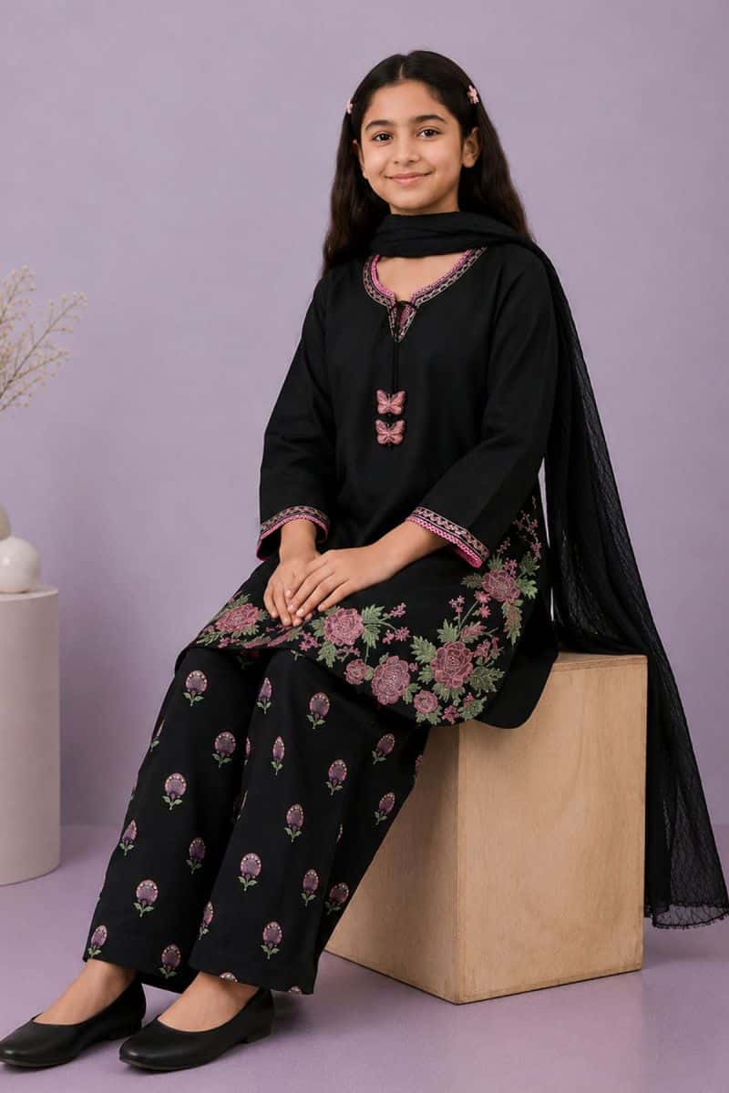 Cotton Embroidered 3 Pc Suit - alternate view