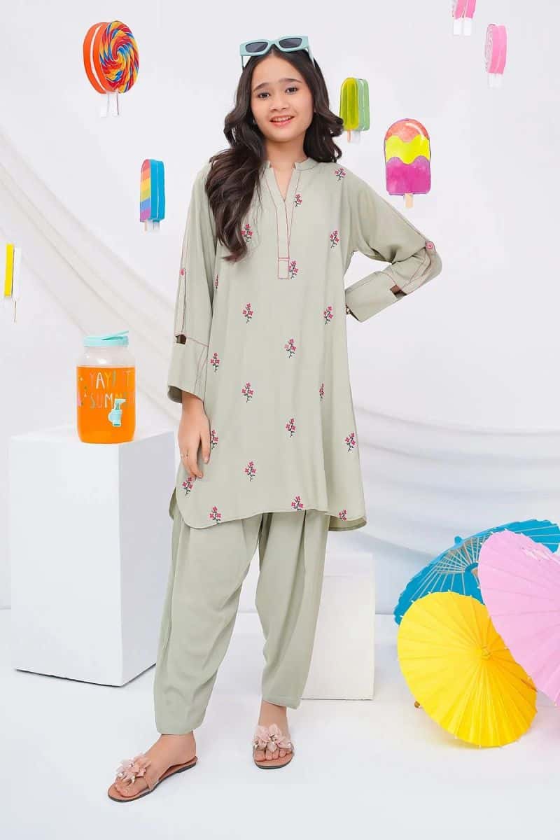 Boski Linen Embroidered 2 Pc Suit
