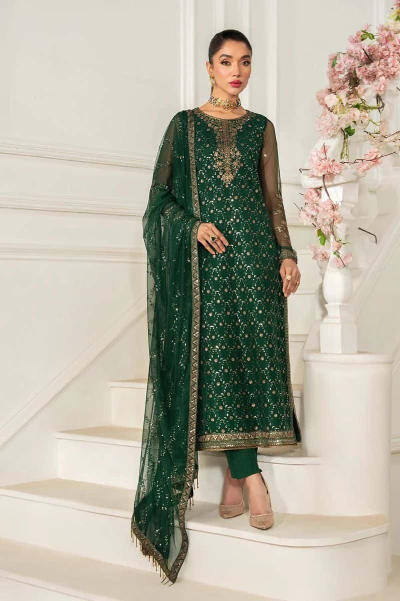 Embroidered Raw Silk Unstitched Suit (ZNAF-03) - alternate view