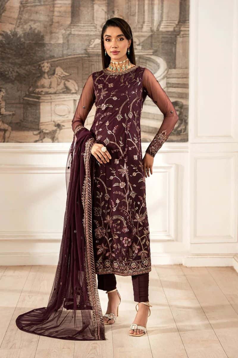 Embroidered Raw Silk Unstitched Suit (ZFE-06)
