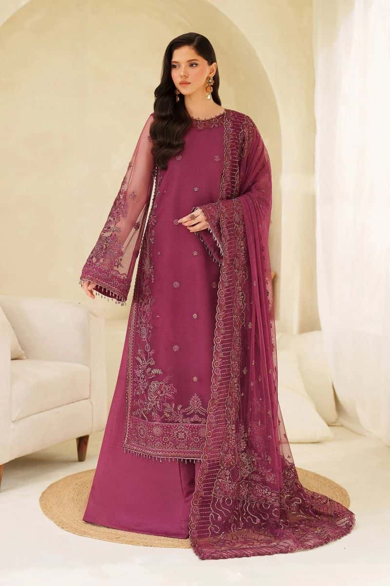 Embroidered Raw Silk Unstitched Suit