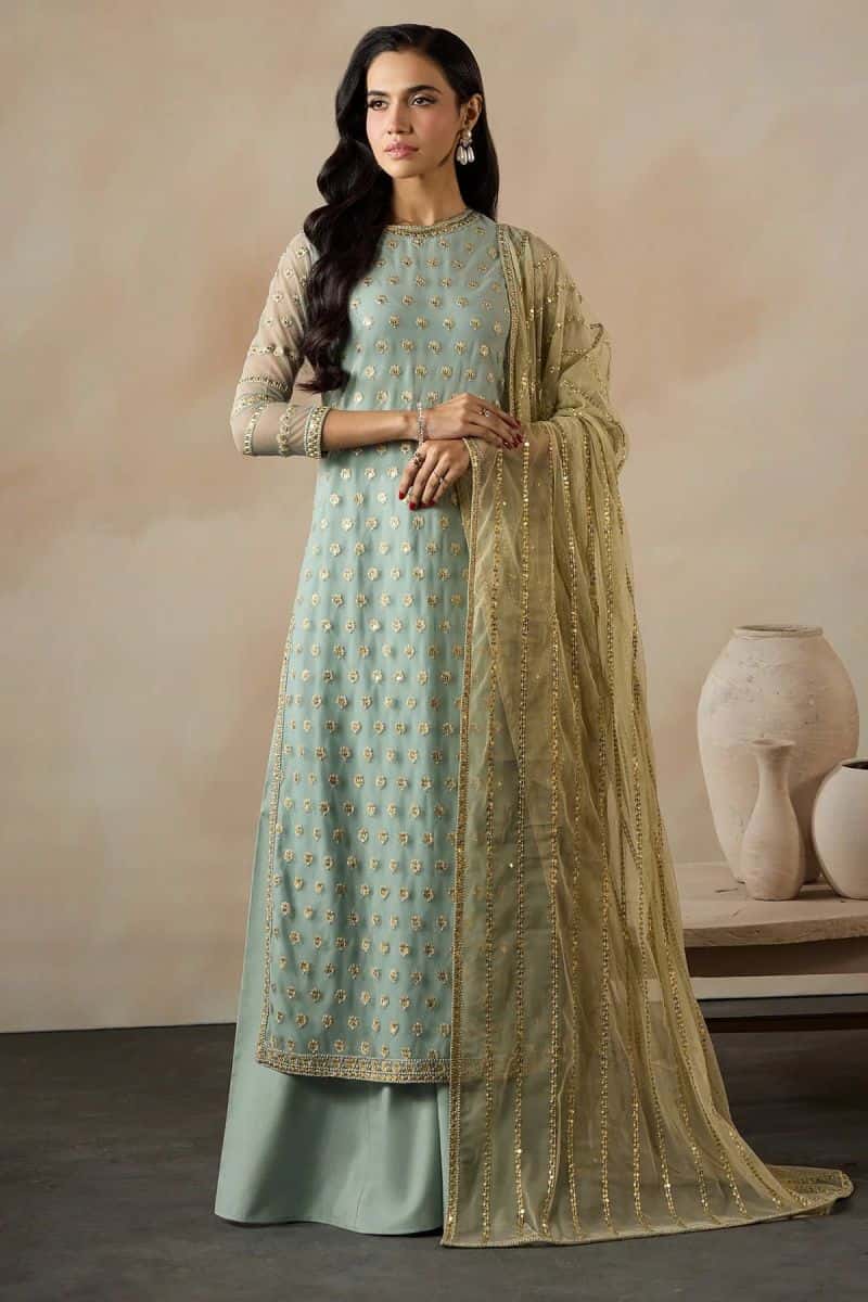 Embroidered Raw Silk Unstitched Suit (DK-02)
