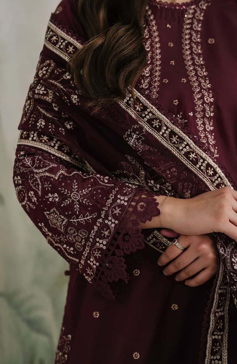 Embroidered Raw Silk Unstitched Suit (RW-04) - alternate view