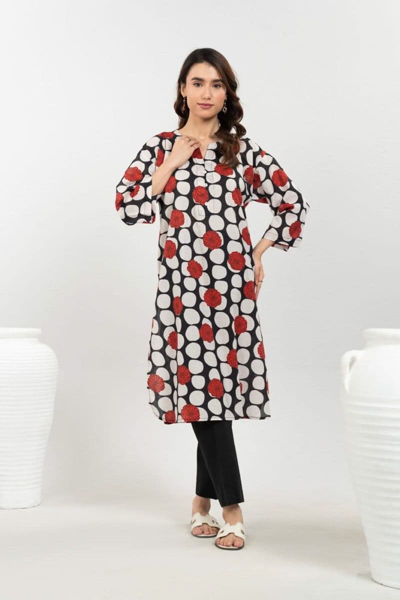 Black Printed Cambric Ready-to-Wear Shirt
