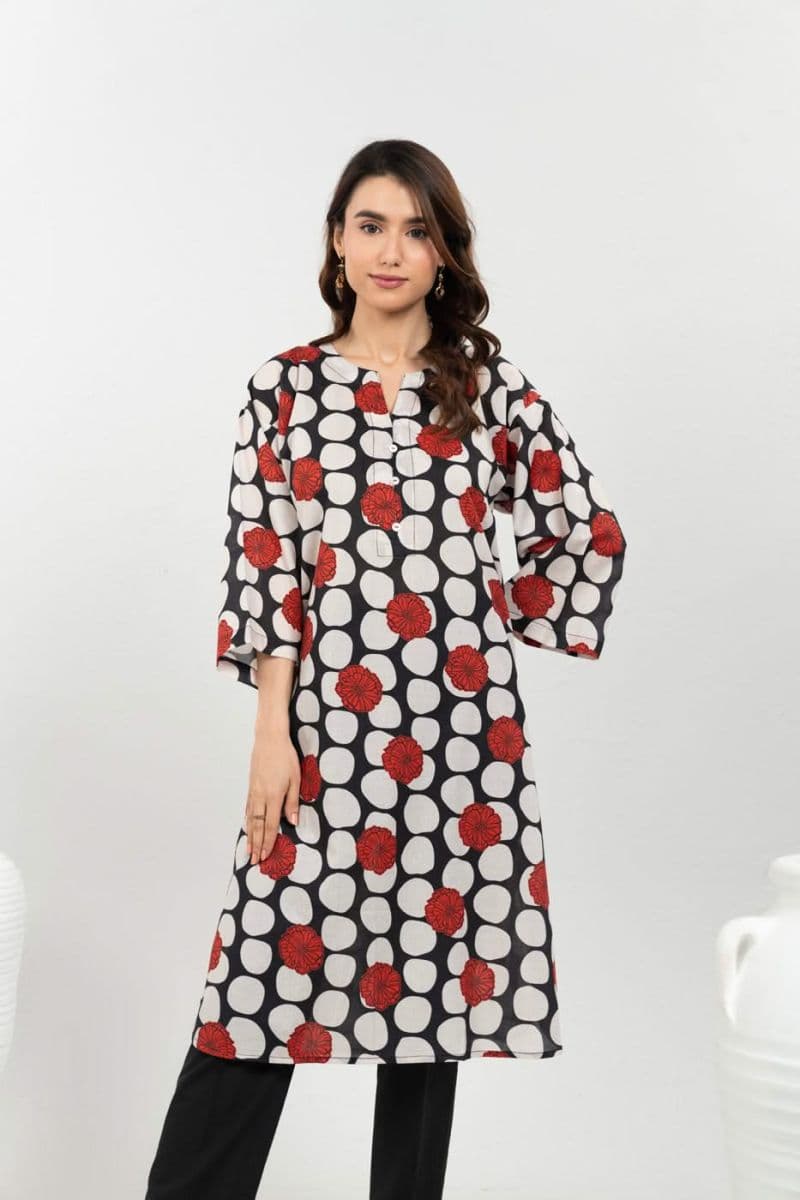 Black Printed Cambric Ready-to-Wear Shirt