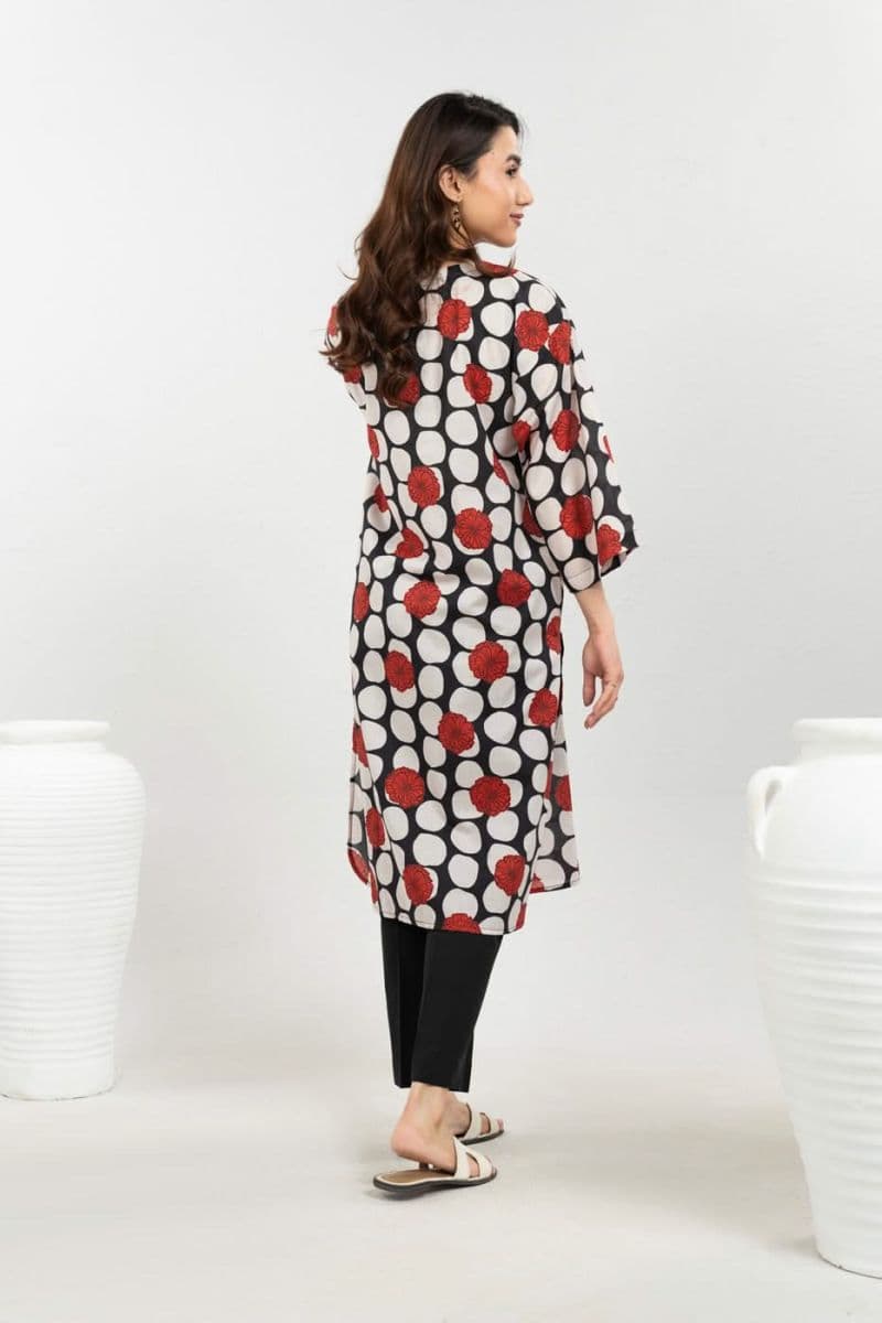 Black Printed Cambric Ready-to-Wear Shirt
