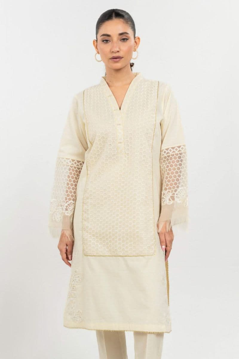 Stitched - Embroidered Yarn Dyed Kurta